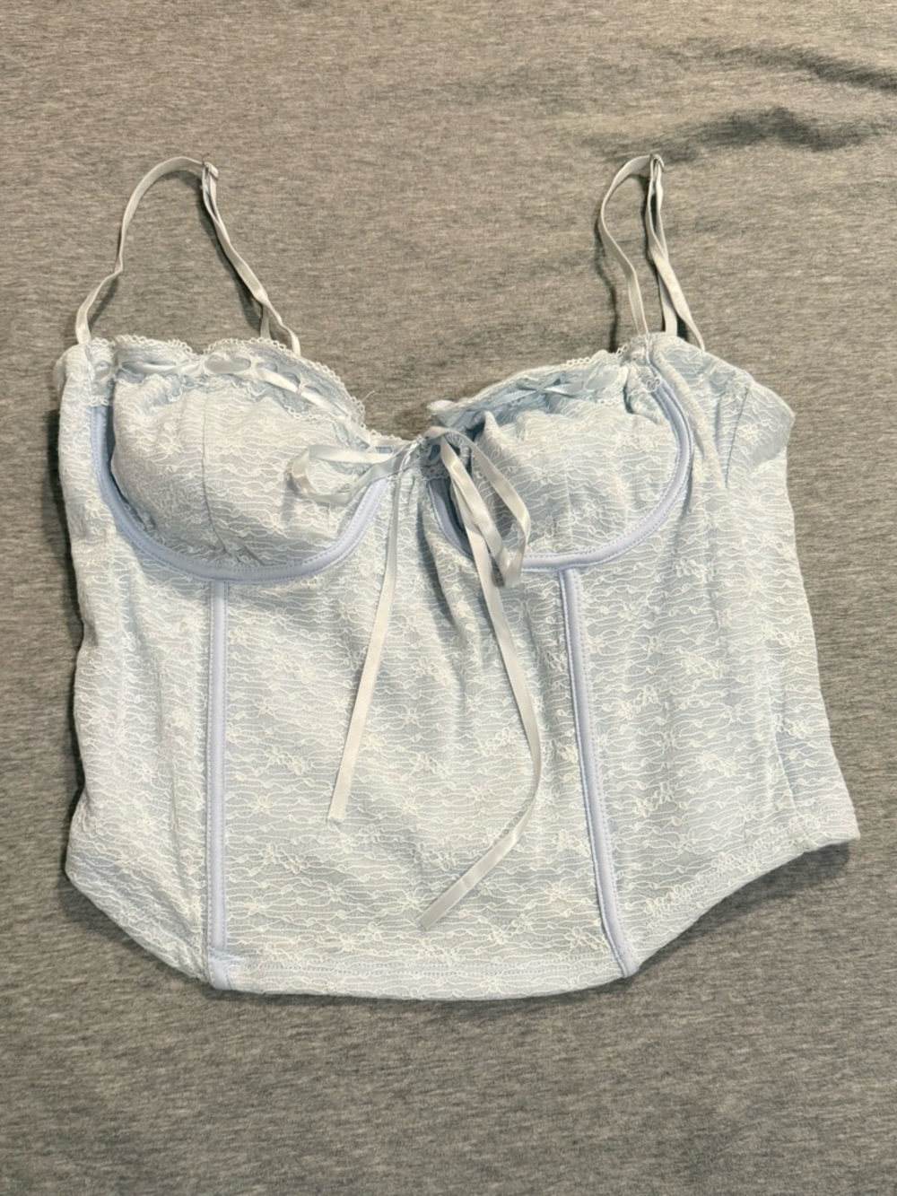 Light Blue Lace Bustier Top - Women